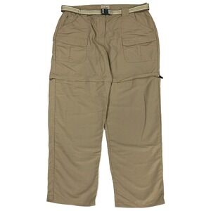 Women's LL BEAN XL Reg Tan Nylon‎ Convertible Outdoor Belted Hiking Pants